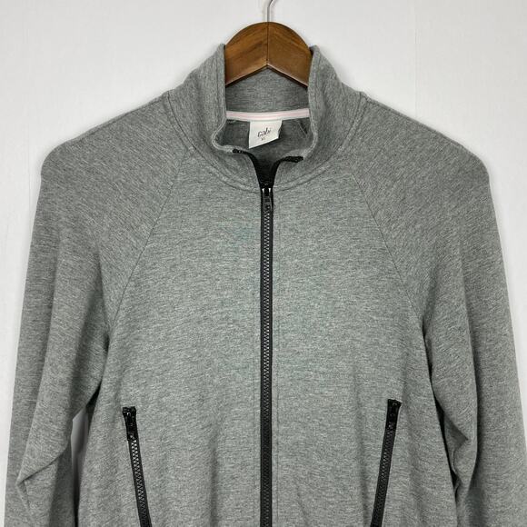 Cabi #3732 | Gray Pivot Double Zipper Thumb Holes High-Low Stretch Jacket - Picture 4 of 10